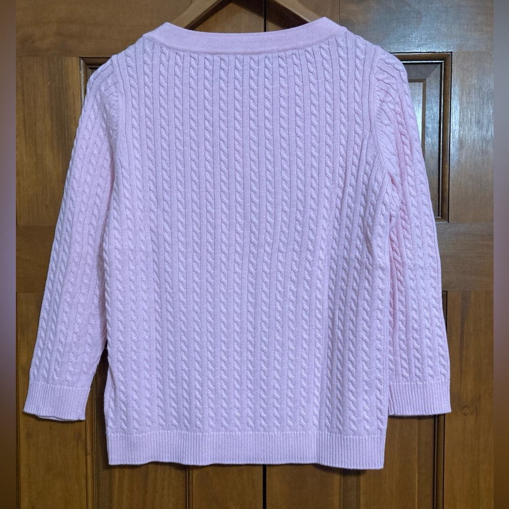 NWT Brooks Brothers Light Pink Cable Knit cotton cashmere Sweater medium - Picture 2 of 6
